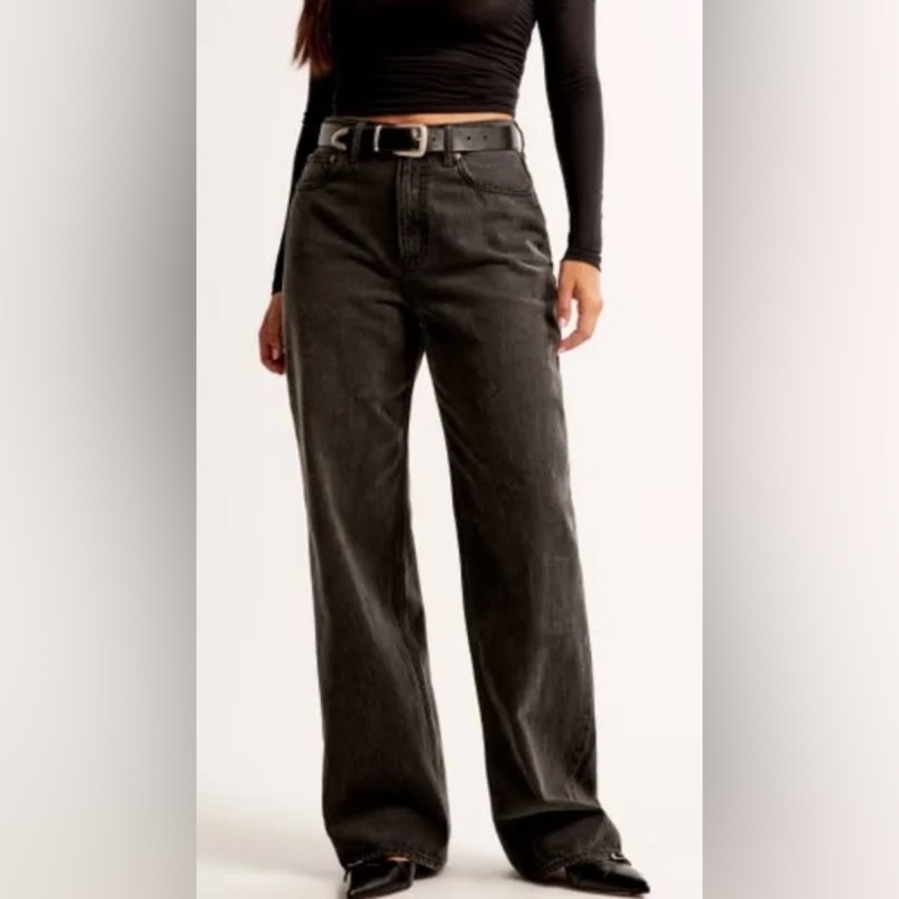 Abercrombie & Fitch The Loose High Rise 28 W 31 L Long Washed Black Denim Jeans